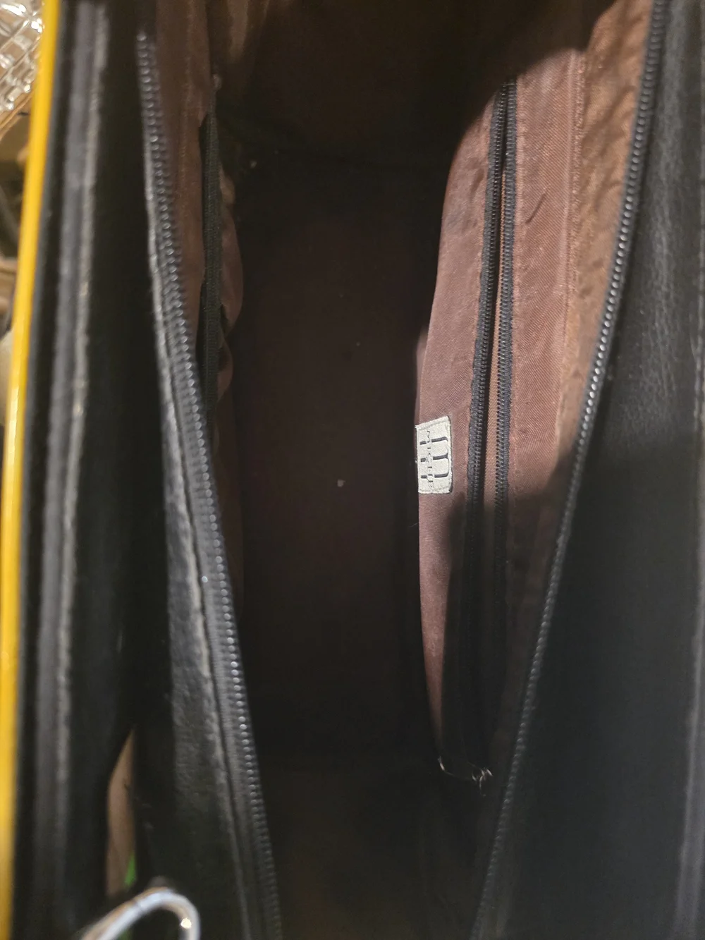 Miche Yellow Gathered Leather Shoulder Bag with Black Strap